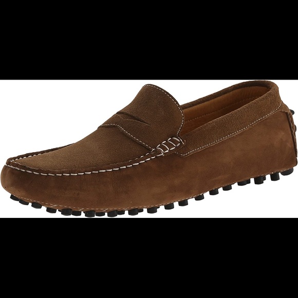 Men’s Suede Nubuck Penny Cognac Brown Shoes 10.5 - Picture 6 of 6